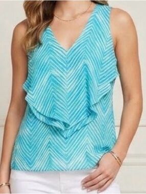 Rose & Olive Teal and Lime Chevron Top